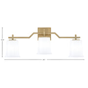 Toltec Corbin 3-Light Bath Bar | Modern New Age Brass and White Opal Glass | Bathroom Vanity & Powder Room | 5.5 x 10.25 in | Model 2313-NAB-5031