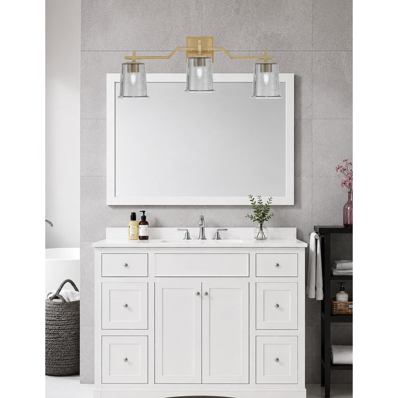 Toltec Corbin 3-Light Bath Bar | Modern New Age Brass and Smoke Bubble Glass | Bathroom Vanity & Powder Room | 5.5 x 10.25 in | Model 2313-NAB-5032