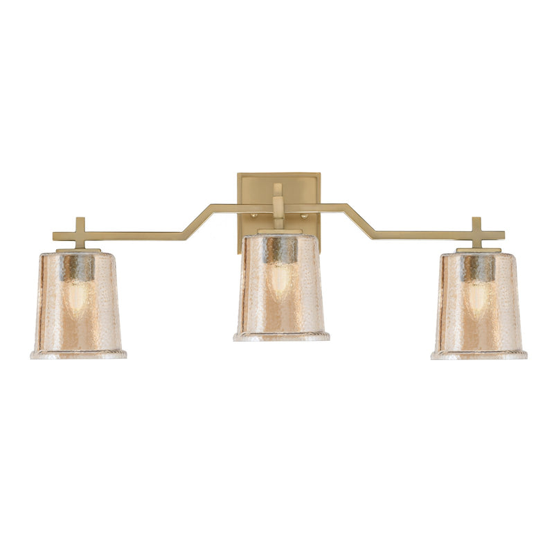 Toltec Corbin 3-Light Bath Bar | Modern New Age Brass and Amber Bubble Glass | Bathroom Vanity & Powder Room | 5.5 x 10.25 in | Model 2313-NAB-5033
