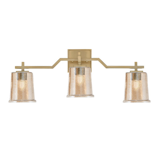 Toltec Corbin 3-Light Bath Bar | Modern New Age Brass and Amber Bubble Glass | Bathroom Vanity & Powder Room | 5.5 x 10.25 in | Model 2313-NAB-5033