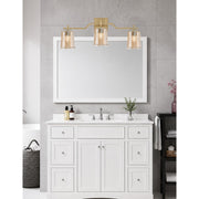 Toltec Corbin 3-Light Bath Bar | Modern New Age Brass and Amber Bubble Glass | Bathroom Vanity & Powder Room | 5.5 x 10.25 in | Model 2313-NAB-5033