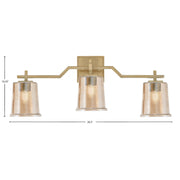 Toltec Corbin 3-Light Bath Bar | Modern New Age Brass and Amber Bubble Glass | Bathroom Vanity & Powder Room | 5.5 x 10.25 in | Model 2313-NAB-5033