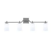Toltec Corbin 4-Light Bath Bar | Contemporary Graphite and White Opal Glass | Bathroom & Powder Room Vanity | 5.5 x 11.25 in | Model 2314-GP-261