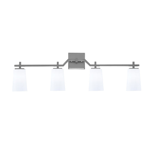 Toltec Corbin 4-Light Bath Bar | Contemporary Graphite and White Opal Glass | Bathroom & Powder Room Vanity | 5.5 x 11.25 in | Model 2314-GP-261