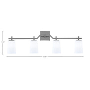 Toltec Corbin 4-Light Bath Bar | Contemporary Graphite and White Opal Glass | Bathroom & Powder Room Vanity | 5.5 x 11.25 in | Model 2314-GP-261