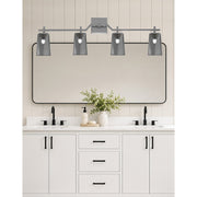Toltec Corbin 4-Light Bath Bar | Contemporary Graphite and Smoke Bubble Glass | Bathroom & Powder Room Vanity | 5.5 x 11.25 in | Model 2314-GP-262