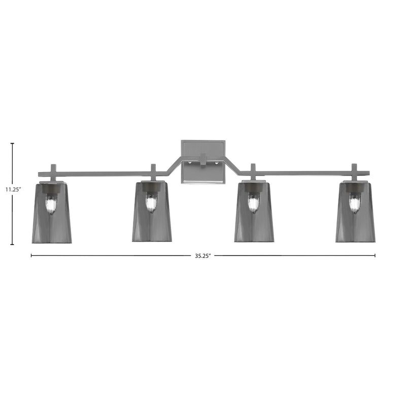 Toltec Corbin 4-Light Bath Bar | Contemporary Graphite and Smoke Bubble Glass | Bathroom & Powder Room Vanity | 5.5 x 11.25 in | Model 2314-GP-262