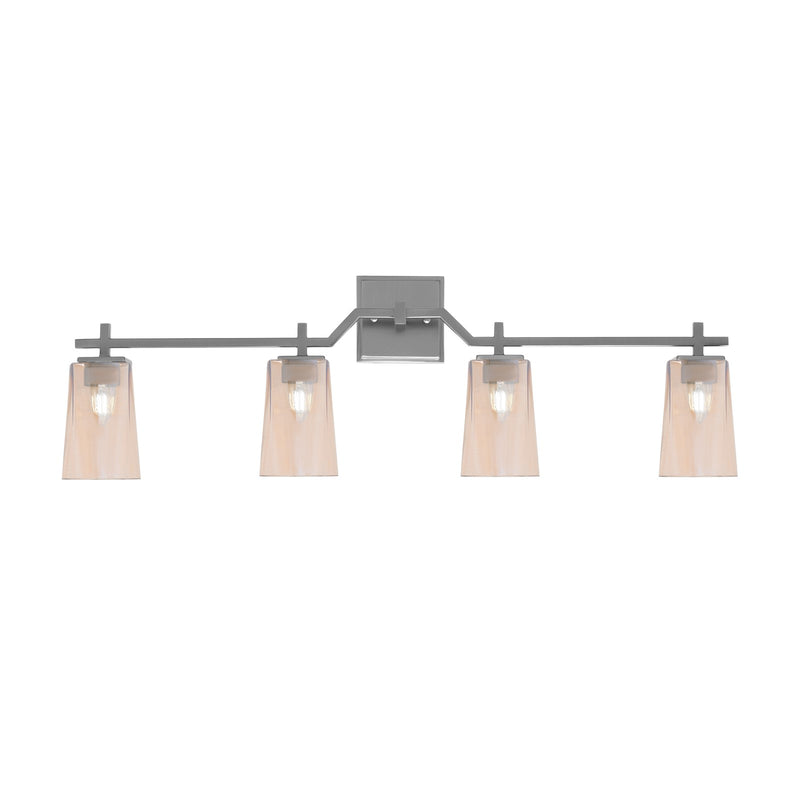 Toltec Corbin 4-Light Bath Bar | Contemporary Graphite and Amber Gradient Glass | Bathroom & Powder Room Vanity | 5.5 x 11.25 in | Model 2314-GP-263