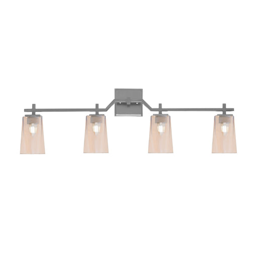 Toltec Corbin 4-Light Bath Bar | Contemporary Graphite and Amber Gradient Glass | Bathroom & Powder Room Vanity | 5.5 x 11.25 in | Model 2314-GP-263