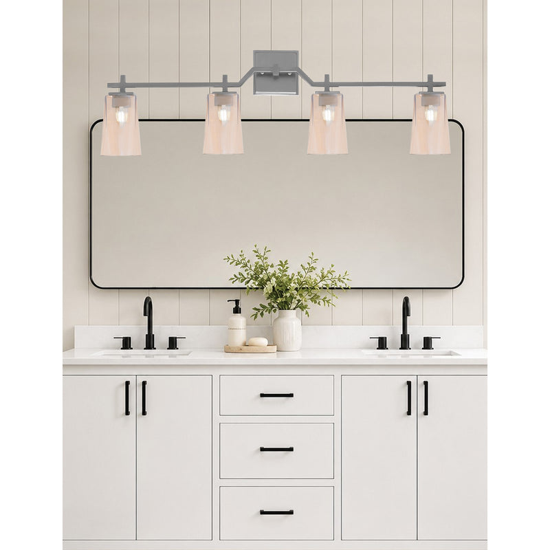 Toltec Corbin 4-Light Bath Bar | Contemporary Graphite and Amber Gradient Glass | Bathroom & Powder Room Vanity | 5.5 x 11.25 in | Model 2314-GP-263
