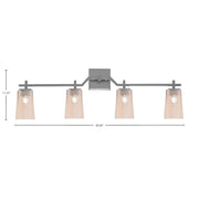 Toltec Corbin 4-Light Bath Bar | Contemporary Graphite and Amber Gradient Glass | Bathroom & Powder Room Vanity | 5.5 x 11.25 in | Model 2314-GP-263