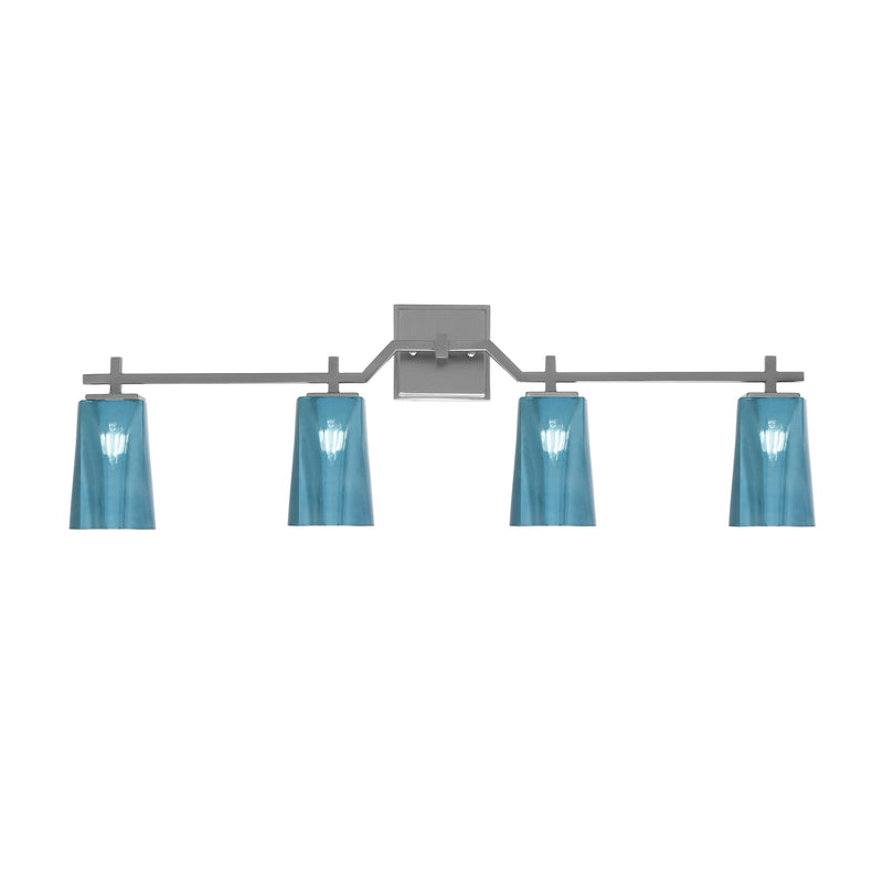 Toltec Corbin 4-Light Bath Bar | Contemporary Graphite and Blue Gradient Glass | Bathroom & Powder Room Vanity | 5.5 x 11.25 in | Model 2314-GP-265