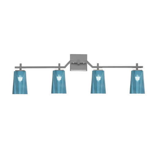 Toltec Corbin 4-Light Bath Bar | Contemporary Graphite and Blue Gradient Glass | Bathroom & Powder Room Vanity | 5.5 x 11.25 in | Model 2314-GP-265
