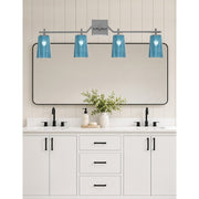 Toltec Corbin 4-Light Bath Bar | Contemporary Graphite and Blue Gradient Glass | Bathroom & Powder Room Vanity | 5.5 x 11.25 in | Model 2314-GP-265