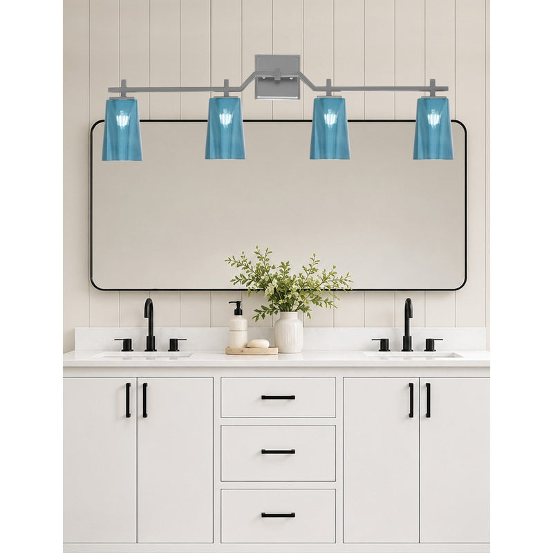 Toltec Corbin 4-Light Bath Bar | Contemporary Graphite and Blue Gradient Glass | Bathroom & Powder Room Vanity | 5.5 x 11.25 in | Model 2314-GP-265