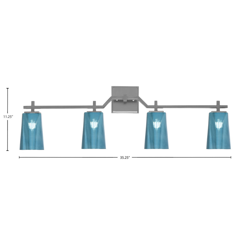 Toltec Corbin 4-Light Bath Bar | Contemporary Graphite and Blue Gradient Glass | Bathroom & Powder Room Vanity | 5.5 x 11.25 in | Model 2314-GP-265