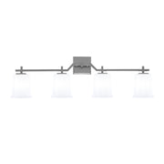 Toltec Corbin 4-Light Bath Bar | Contemporary Graphite Steel and White Opal Glass | Bathroom & Vanity Lighting | 5.5 x 10.25 in | Model 2314-GP-5031
