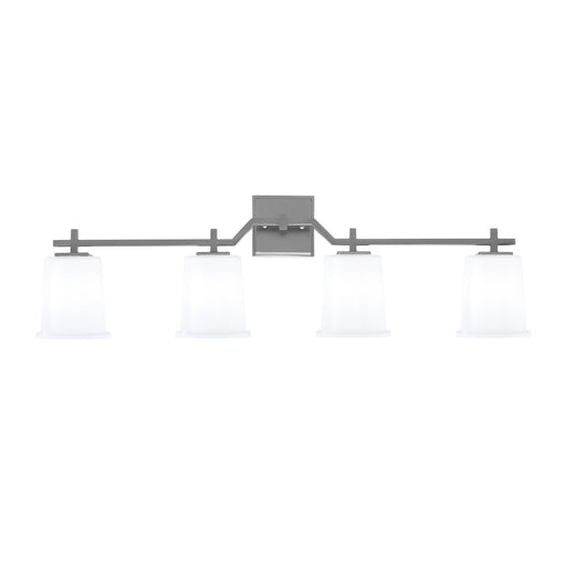 Toltec Corbin 4-Light Bath Bar | Contemporary Graphite Steel and White Opal Glass | Bathroom & Vanity Lighting | 5.5 x 10.25 in | Model 2314-GP-5031