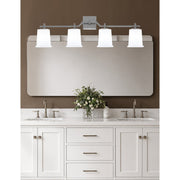 Toltec Corbin 4-Light Bath Bar | Contemporary Graphite Steel and White Opal Glass | Bathroom & Vanity Lighting | 5.5 x 10.25 in | Model 2314-GP-5031