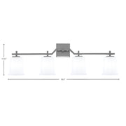 Toltec Corbin 4-Light Bath Bar | Contemporary Graphite Steel and White Opal Glass | Bathroom & Vanity Lighting | 5.5 x 10.25 in | Model 2314-GP-5031