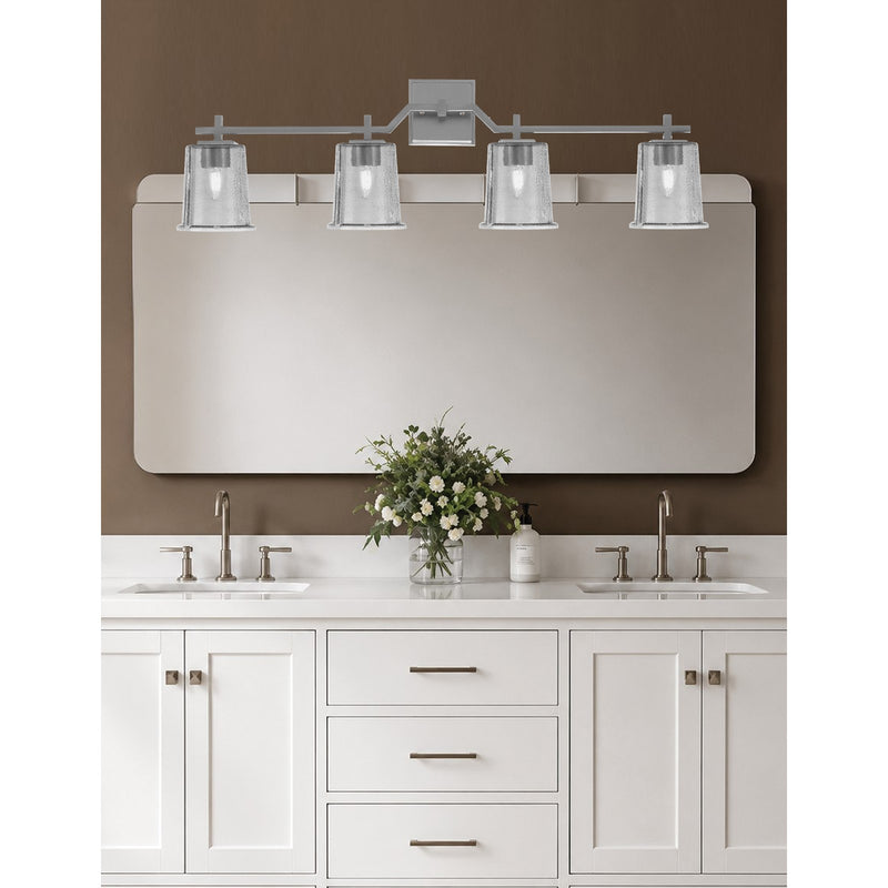 Toltec Corbin 4-Light Bath Bar | Contemporary Graphite Steel and Smoke Bubble Glass | Bathroom & Vanity Lighting | 5.5 x 10.25 in | Model 2314-GP-5032