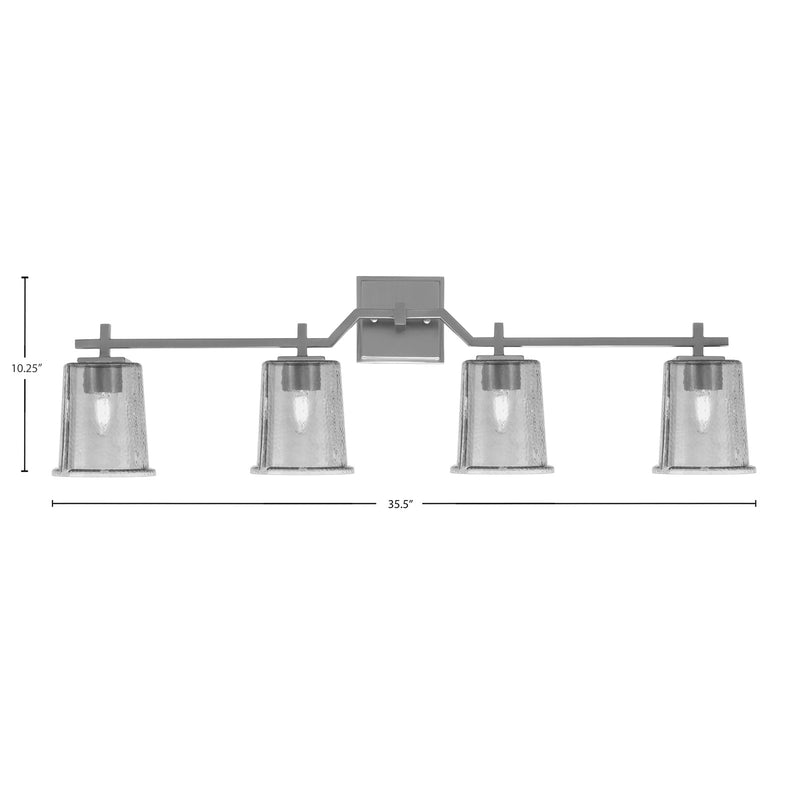 Toltec Corbin 4-Light Bath Bar | Contemporary Graphite Steel and Smoke Bubble Glass | Bathroom & Vanity Lighting | 5.5 x 10.25 in | Model 2314-GP-5032