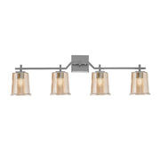Toltec Corbin 4-Light Bath Bar | Contemporary Graphite Steel and Amber Bubble Glass | Bathroom & Vanity Lighting | 5.5 x 10.25 in | Model 2314-GP-5033