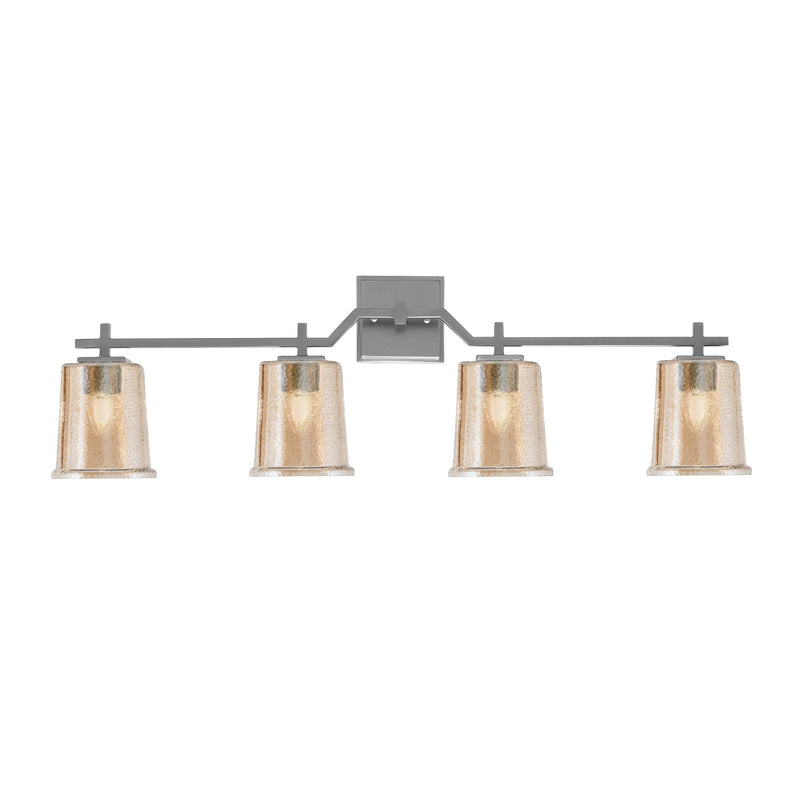 Toltec Corbin 4-Light Bath Bar | Contemporary Graphite Steel and Amber Bubble Glass | Bathroom & Vanity Lighting | 5.5 x 10.25 in | Model 2314-GP-5033
