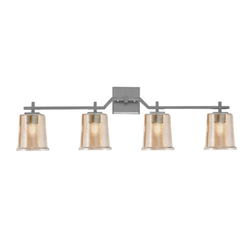 Toltec Corbin 4-Light Bath Bar | Contemporary Graphite Steel and Amber Bubble Glass | Bathroom & Vanity Lighting | 5.5 x 10.25 in | Model 2314-GP-5033