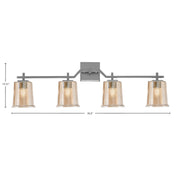 Toltec Corbin 4-Light Bath Bar | Contemporary Graphite Steel and Amber Bubble Glass | Bathroom & Vanity Lighting | 5.5 x 10.25 in | Model 2314-GP-5033