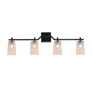 Toltec Corbin 4-Light Bath Bar | Modern Matte Black Steel and Amber Gradient Glass | Bathroom Vanity Light | 5.5 x 11.25 in | Model 2314-MB-263