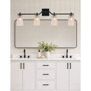Toltec Corbin 4-Light Bath Bar | Modern Matte Black Steel and Amber Gradient Glass | Bathroom Vanity Light | 5.5 x 11.25 in | Model 2314-MB-263