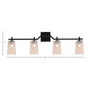 Toltec Corbin 4-Light Bath Bar | Modern Matte Black Steel and Amber Gradient Glass | Bathroom Vanity Light | 5.5 x 11.25 in | Model 2314-MB-263