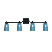 Toltec Corbin 4-Light Bath Bar | Modern Matte Black Steel and Blue Gradient Glass | Bathroom Vanity Light | 5.5 x 11.25 in | Model 2314-MB-265