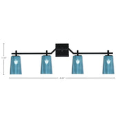 Toltec Corbin 4-Light Bath Bar | Modern Matte Black Steel and Blue Gradient Glass | Bathroom Vanity Light | 5.5 x 11.25 in | Model 2314-MB-265