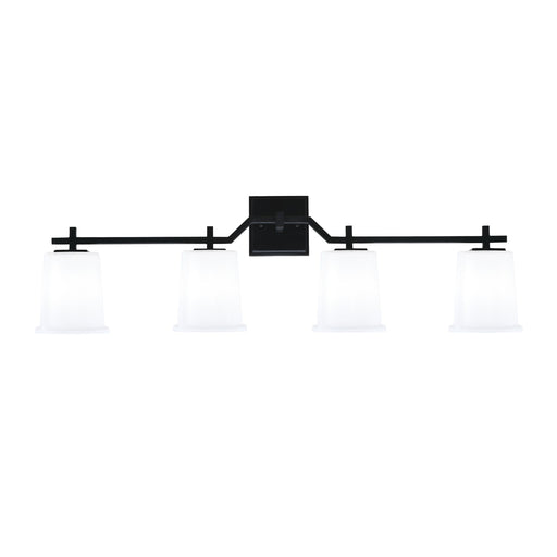 Toltec Corbin 4-Light Bath Bar | Modern Matte Black Steel and White Opal Glass | Bathroom Vanity Light | 5.5 x 10.25 in | Model 2314-MB-5031