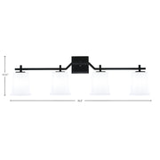 Toltec Corbin 4-Light Bath Bar | Modern Matte Black Steel and White Opal Glass | Bathroom Vanity Light | 5.5 x 10.25 in | Model 2314-MB-5031