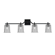 Toltec Corbin 4-Light Bath Bar | Modern Matte Black Steel and Smoke Bubble Glass | Bathroom Vanity Light | 5.5 x 10.25 in | Model 2314-MB-5032
