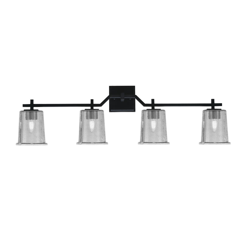 Toltec Corbin 4-Light Bath Bar | Modern Matte Black Steel and Smoke Bubble Glass | Bathroom Vanity Light | 5.5 x 10.25 in | Model 2314-MB-5032