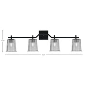 Toltec Corbin 4-Light Bath Bar | Modern Matte Black Steel and Smoke Bubble Glass | Bathroom Vanity Light | 5.5 x 10.25 in | Model 2314-MB-5032