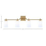 Toltec Corbin 4-Light Bath Bar | Modern New Age Brass Steel and White Opal Glass | Bathroom Vanity Light | 5.5 x 11.25 in | Model 2314-NAB-261