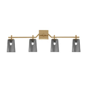 Toltec Corbin 4-Light Bath Bar | Modern New Age Brass Steel and Smoke Bubble Glass | Bathroom Vanity Light | 5.5 x 11.25 in | Model 2314-NAB-262