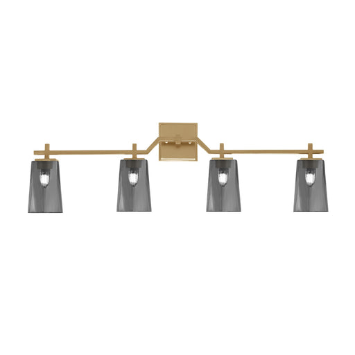 Toltec Corbin 4-Light Bath Bar | Modern New Age Brass Steel and Smoke Bubble Glass | Bathroom Vanity Light | 5.5 x 11.25 in | Model 2314-NAB-262