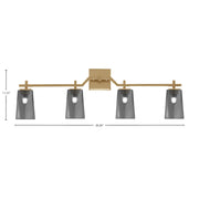 Toltec Corbin 4-Light Bath Bar | Modern New Age Brass Steel and Smoke Bubble Glass | Bathroom Vanity Light | 5.5 x 11.25 in | Model 2314-NAB-262
