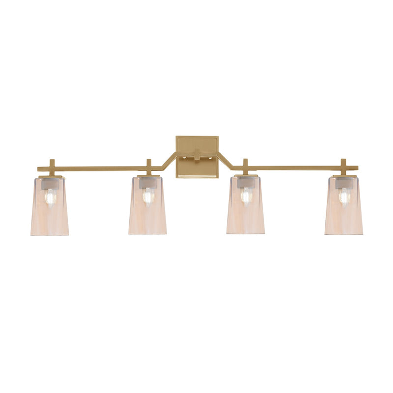 Toltec Corbin 4-Light Bath Bar | New Age Brass and Amber Gradient Glass | Bathroom & Powder Room Vanity Light | 5.5 x 11.25 in | Model 2314-NAB-263