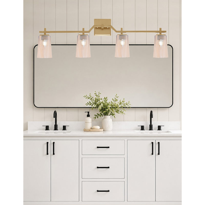 Toltec Corbin 4-Light Bath Bar | New Age Brass and Amber Gradient Glass | Bathroom & Powder Room Vanity Light | 5.5 x 11.25 in | Model 2314-NAB-263