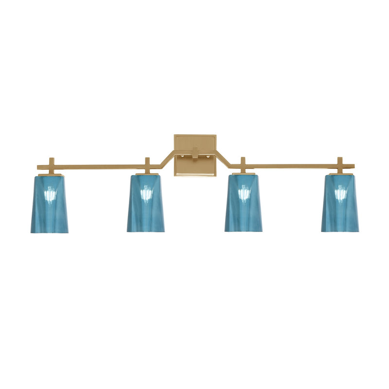 Toltec Corbin 4-Light Bath Bar | New Age Brass and Blue Gradient Glass | Bathroom & Powder Room Vanity Light | 5.5 x 11.25 in | Model 2314-NAB-265