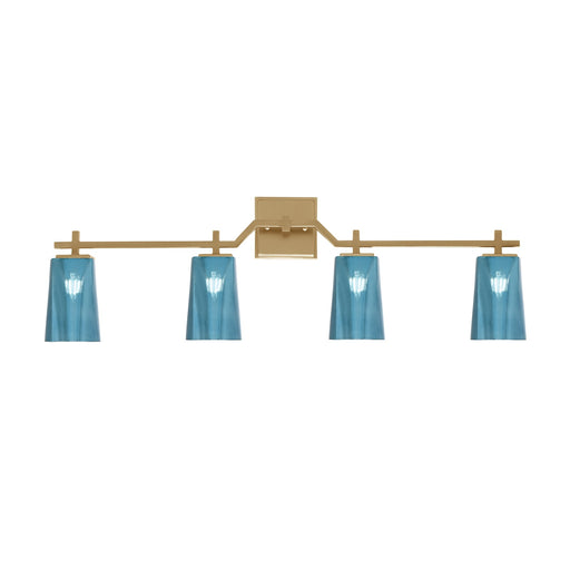 Toltec Corbin 4-Light Bath Bar | New Age Brass and Blue Gradient Glass | Bathroom & Powder Room Vanity Light | 5.5 x 11.25 in | Model 2314-NAB-265