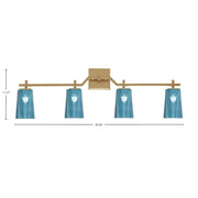 Toltec Corbin 4-Light Bath Bar | New Age Brass and Blue Gradient Glass | Bathroom & Powder Room Vanity Light | 5.5 x 11.25 in | Model 2314-NAB-265