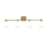 Toltec Corbin 4-Light Bath Bar | New Age Brass and White Opal Glass | Bathroom & Powder Room Vanity Light | 5.5 x 10.25 in | Model 2314-NAB-5031